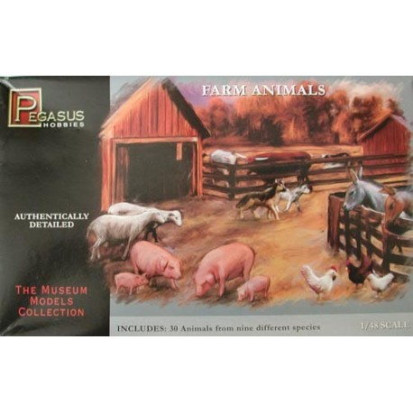 Figuras de animales de granja. Escala 1:48. Marca Pegasus. Ref: 7006.