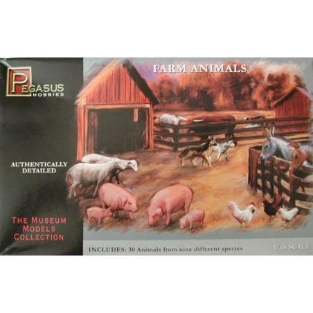 Figuras de animales de granja. Escala 1:48. Marca Pegasus. Ref: 7006.