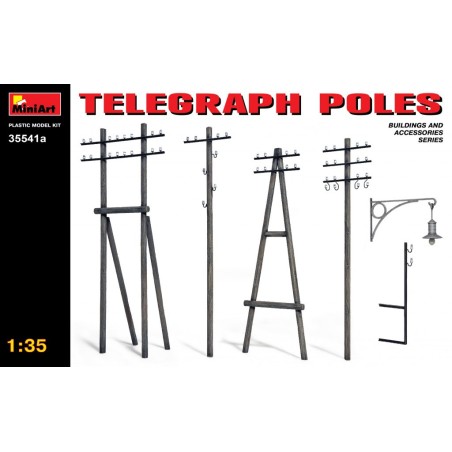 Accesorios, postes de telégrafos. Escala 1:35. Marca Miniart. Ref: 35541A.