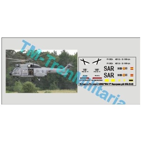 Calcas del helicóptero Eurocopter AS332 "803-11", superpuma. Gris SAR. Escala 1:72. Marca Trenmilitaria. Ref: 000_4875.
