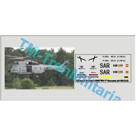 Calcas del helicóptero Eurocopter AS332 "803-11", superpuma. Gris SAR. Escala 1:72. Marca Trenmilitaria. Ref: 000_4875.