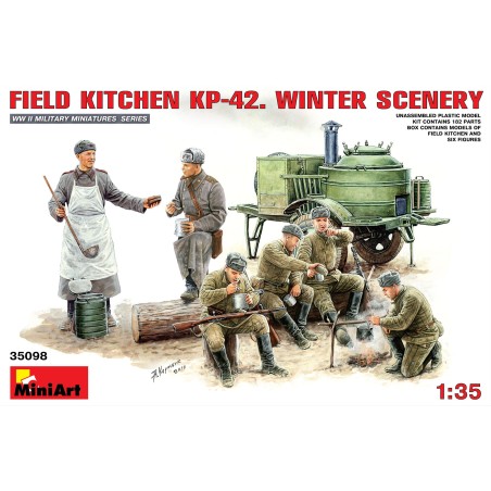 Set de cocina KP-42, escena de invierno. Escala 1:35. Marca Miniart. Ref: 35098.