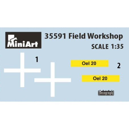 accesorios taller de reparaciones en campaña, Field workshop. Escala 1:35. Marca Miniart. Ref: 35591.