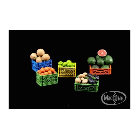Cajas de plástico con fruta. Escala 1:35. Marca Macone. Ref: MAC35133.