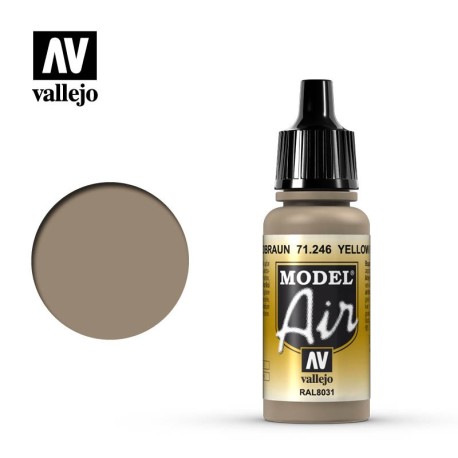 Acrilico Model air Sandbraun, Yellow brown. Bote 17 ml. Marca Vallejo. Ref: 71.246.