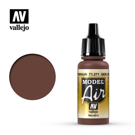 Acrilico Model Air rotbraun, marrón rojizo alemán. Bote 17 ml. Marca Vallejo. Ref: 71.271.