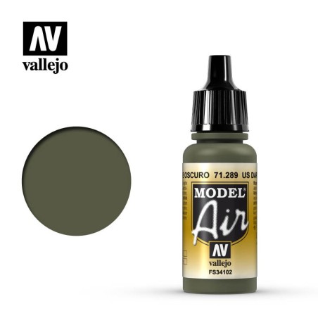 Acrilico Model air US verde oscuro, US dark green. Bote 17 ml. Marca Vallejo. Ref: 71.289.