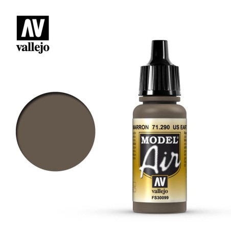 Acrilico Model air US Tierra Marrón, US earth brown. Bote 17 ml. Marca Vallejo. Ref: 71.290.