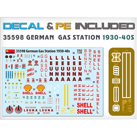 Set Gasolinera alemana de los años 30-40. Escala 1:35. Marca Miniart. Ref: 35598.