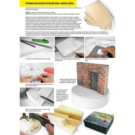 Extruded foam, Espuma estruida. Grosor 30mm en A4. Marca AK Interactive. Ref: AK8099.