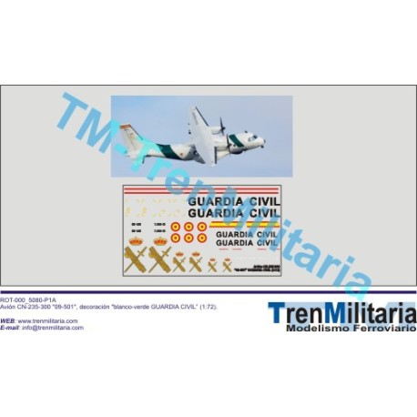 Calcas Avión CN-235-300 "09-501", Guardia Civil. Escala 1:72. Marca Trenmilitaria. Ref: 000_5080.