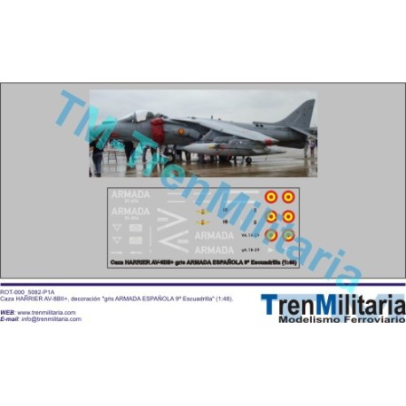 Calcas Caza Harrier AV-8BII+, Armada española 9ª Escuadrilla. Escala 1:48. Marca Trenmilitaria. Ref: 000_5083.