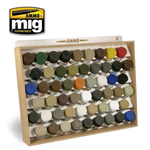 Organizador de pinturas Tamiya/Gunze. Marca Ammo of Mig jimenez. Ref: AMIG8014.