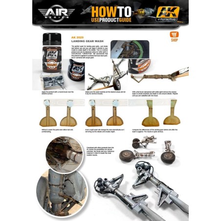 Lavado para el tren de aterrizaje, landing gear. Bote de 35 ml. Marca AK Interactive. Ref: AK2029.