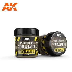 Splatter Effects stirred earth. Bote de 100 ml. Marca AK Interactive. Ref: AK8030.