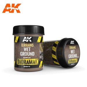 Terrains Wet ground, terreno mojado. Bote de 250 ml. Marca AK Interactive. Ref: AK8016.