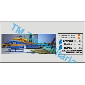 Calcas Helicóptero AS335 " EC-MHU ", amarillo-azul DGT. Escala 1:48. Marca Trenmilitaria. Ref: 000_5184.
