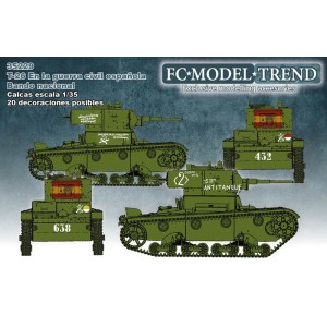 Calcas T-26 en España, bando nacional. Escala 1:35. Marca Fcmodeltips. Ref: 35229