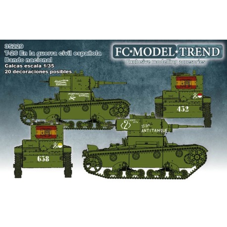 Calcas T-26 en España, bando nacional. Escala 1:35. Marca Fcmodeltips. Ref: 35229