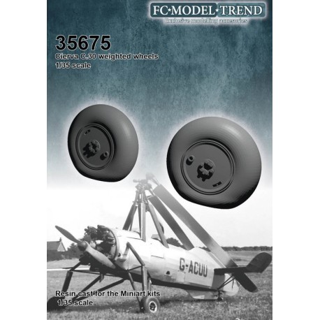 Ruedas con peso para Cierva C30. Escala 1:35. Marca FCmodeltrend. Ref: 35675.