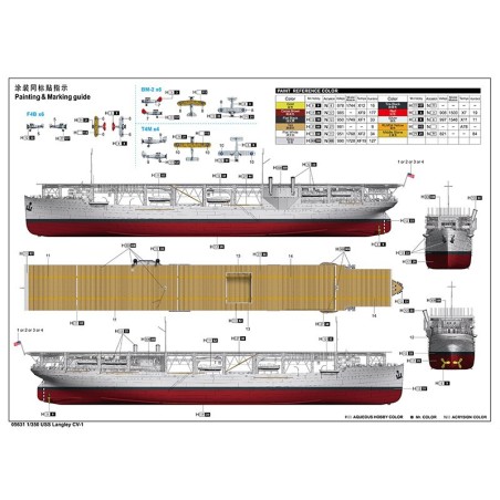 Portaaviones USS Langley CV-1. Escala: 1:350. Marca: Trumpeter. Ref: 05631.