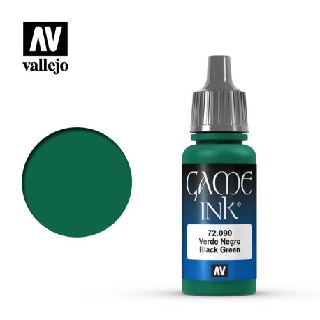 Acrilico Game Color, Tinta verde negro. Bote 17 ml. Marca Vallejo. Ref: 72.090.