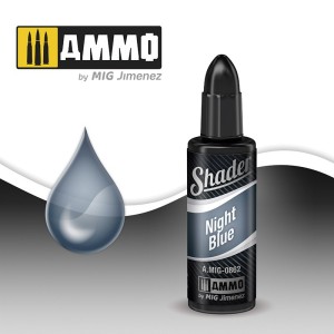 Sombreador Azul noche. Bote 10 ml. Marca Ammo by Mig Jimenez. Ref: AMIG0862.