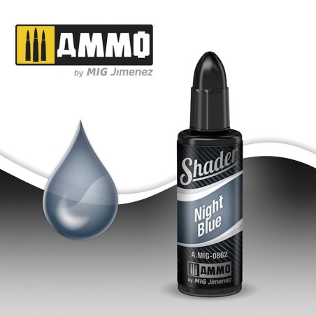 Sombreador Azul noche. Bote 10 ml. Marca Ammo by Mig Jimenez. Ref: AMIG0862.