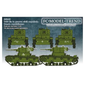 Calcas T-26 en España, bando republicano. Escala 1:35. Marca Fcmodeltips. Ref: 35246.