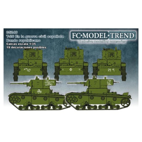 Calcas T-26 en España, bando republicano. Escala 1:35. Marca Fcmodeltips. Ref: 35246.