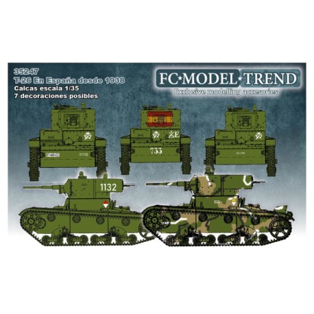 Calcas T-26 en España, post 1938. Escala 1:35. Marca Fcmodeltips. Ref: 35247.