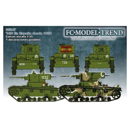Calcas T-26 en España, post 1938. Escala 1:35. Marca Fcmodeltips. Ref: 35247.