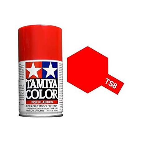 Spray Rojo Italiano brillante, Italian Red (85008). Bote 100 ml. Marca Tamiya. Ref: TS-8.