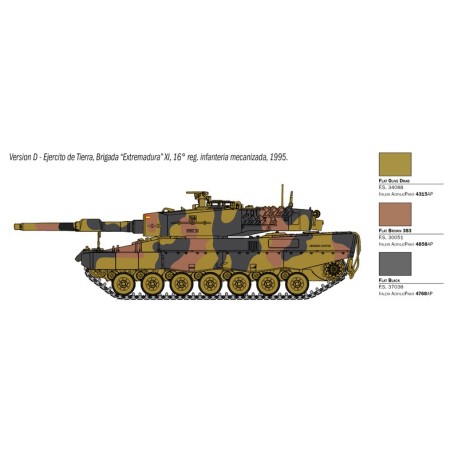 Leopard 2A4, contiene calcas españolas. Escala 1:35. Marca Italeri. Ref: 6559.