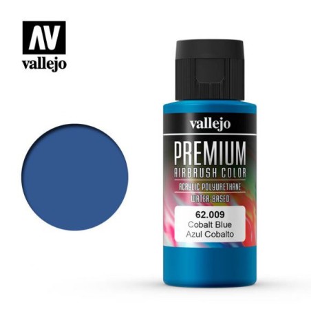 Premium Azul Cobalto. Premium Airbrush Color. Bote 60 ml. Marca Vallejo. Ref: 62009.