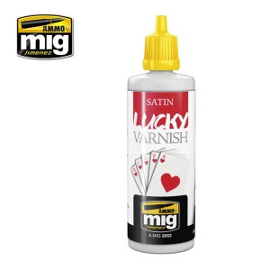 Barniz Acrílico Satin. Bote 60 ml. Marca Ammo by Mig Jimenez. Ref: AMIG2052.