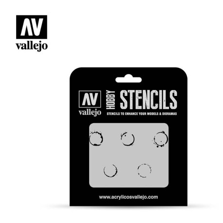 Stencils Marcas bidones de aceite. Marca Vallejo. Ref: ST-AFV002.