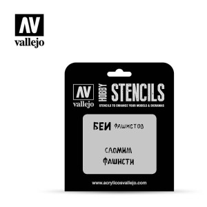 Stencils Eslóganes Rusos WWII nº 1. Marca Vallejo. Ref: ST-AFV004.