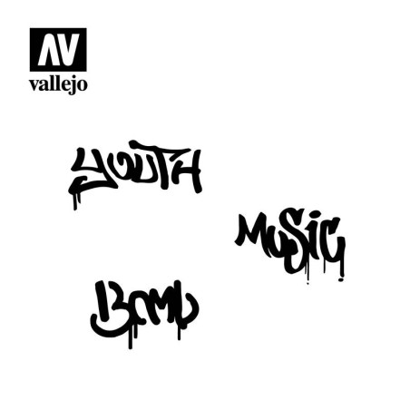 Stencils Grafiti Callejero nº 1.  Marca Vallejo . Ref: ST-LET003.