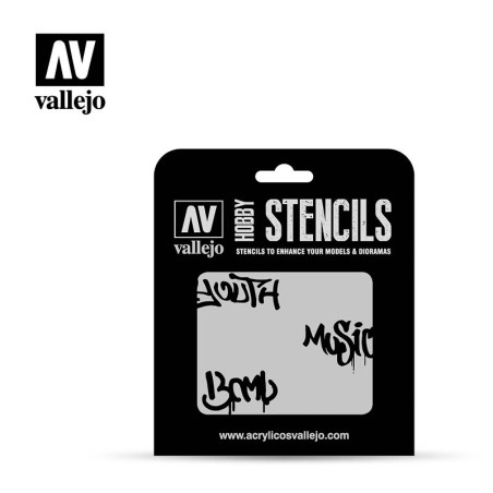 Stencils Grafiti Callejero nº 1.  Marca Vallejo . Ref: ST-LET003.