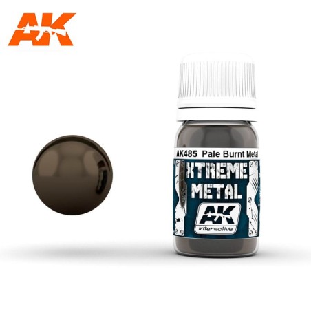 Xtreme Metal, Metal Quemado apagado. Contiene 30 ml. Marca AK Interactive. Ref: AK485.