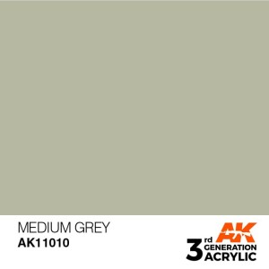 Acrílicos de 3rd Generación, MEDIUM GREY – STANDARD. Bote 17 ml. Marca Ak-Interactive. Ref: Ak11010.