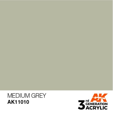 Acrílicos de 3rd Generación, MEDIUM GREY – STANDARD. Bote 17 ml. Marca Ak-Interactive. Ref: Ak11010.