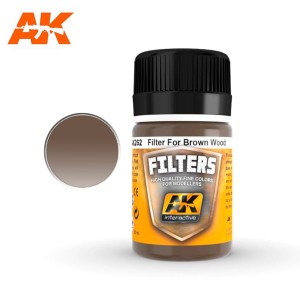 RED BROWN, FILTER FOR WOOD. Bote de 35 ml. Marca AK Interactive. Ref: AK262.