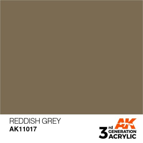 Acrílicos de 3rd Generación, REDDISH  GREY – STANDARD. Bote 17 ml. Marca Ak-Interactive. Ref: Ak11017.