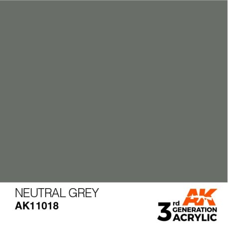 Acrílicos de 3rd Generación, NEUTRAL GREY – STANDARD. Bote 17 ml. Marca Ak-Interactive. Ref: Ak11018.