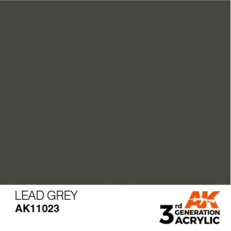 Acrílicos de 3rd Generación, LEAD GREY– STANDARD. Bote 17 ml. Marca Ak-Interactive. Ref: Ak11023.