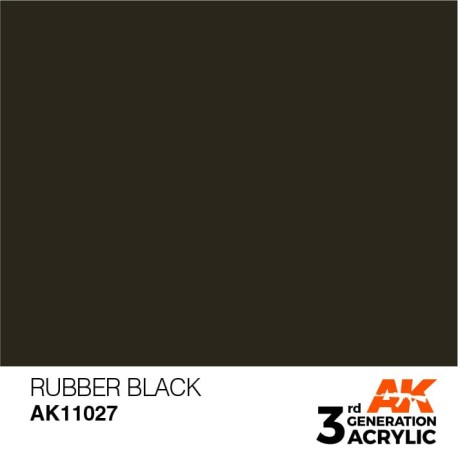 Acrílicos de 3rd Generación, RUBBER BLACK – STANDARD. Bote 17 ml. Marca Ak-Interactive. Ref: Ak11027.
