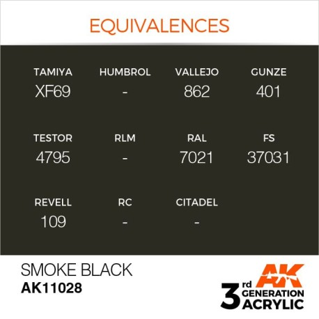 Acrílicos de 3rd Generación, SMOKE BLACK – STANDARD. Bote 17 ml. Marca Ak-Interactive. Ref: Ak11028.