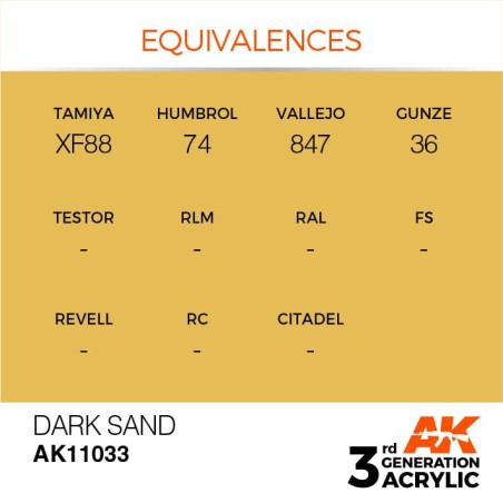 Acrílicos de 3rd Generación, DARK SAND – STANDARD. Bote 17 ml. Marca Ak-Interactive. Ref: Ak11033.